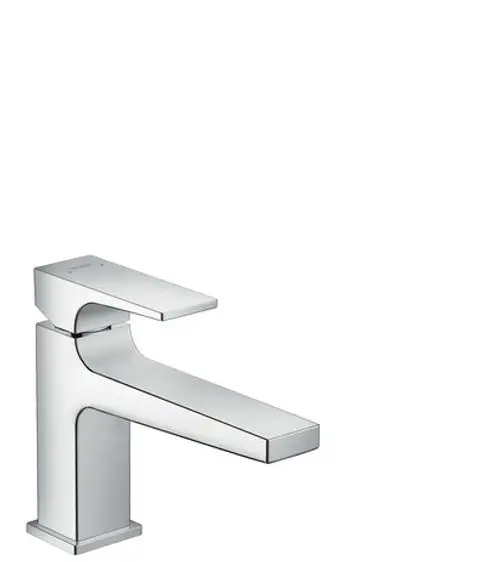 Hansgrohe Einhebel-Waschtischmischer in Chrom mit geradem Wasserhahn und Push-Open Ablaufgarnitur, konzipiert für eine moderne Badezimmergestaltung.